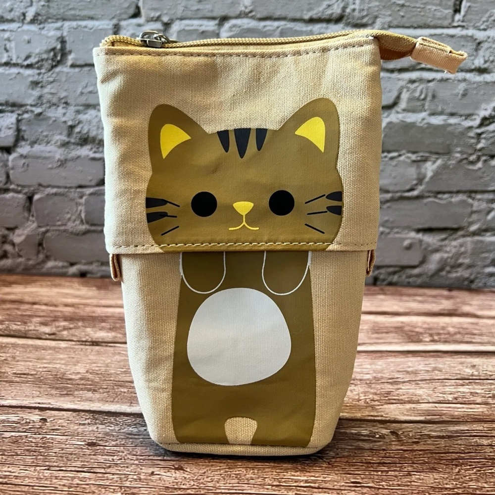 Angoo Telescopic pen pencil crochet hook holder carrier lip gloss cat themed